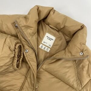 Abercrombie Fitch Coat Womens Large Tan Puffer Jacket Casual Urban Winter Norm